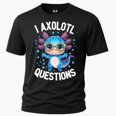 I Ask Axolotl Questions Funny  Cute Salamander  Performance Shirt