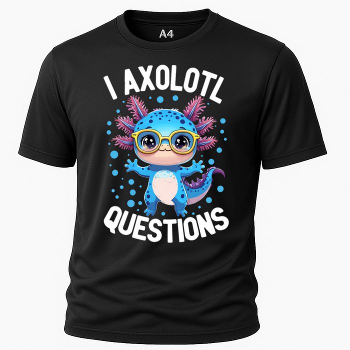 I Ask Axolotl Questions Funny  Cute Salamander  Performance Shirt