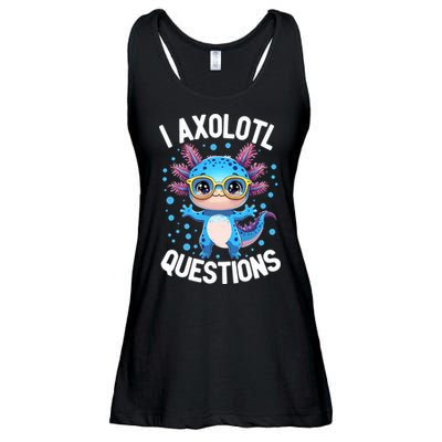 I Ask Axolotl Questions Funny  Cute Salamander  Ladies Essential Flowy Tank
