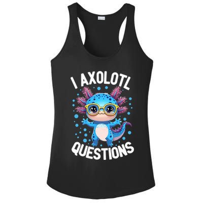 I Ask Axolotl Questions Funny  Cute Salamander  Ladies PosiCharge Competitor Racerback Tank