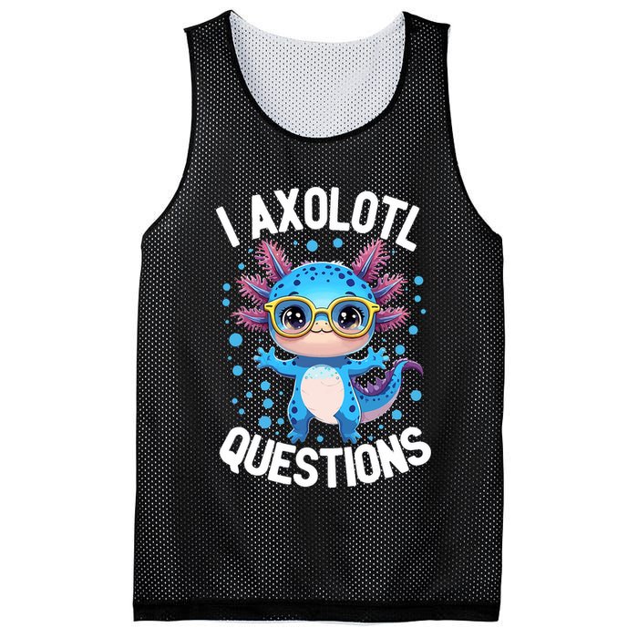 I Ask Axolotl Questions Funny  Cute Salamander  Mesh Reversible Basketball Jersey Tank