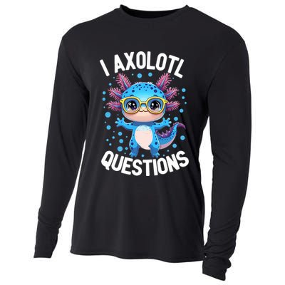 I Ask Axolotl Questions Funny  Cute Salamander  Cooling Performance Long Sleeve Crew