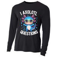 I Ask Axolotl Questions Funny  Cute Salamander  Cooling Performance Long Sleeve Crew