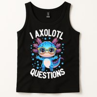 I Ask Axolotl Questions Funny  Cute Salamander  Tank Top