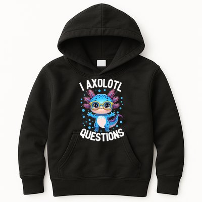 I Ask Axolotl Questions Funny  Cute Salamander  Kids Hoodie