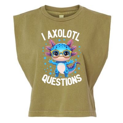 I Ask Axolotl Questions Funny  Cute Salamander  Garment-Dyed Women's Muscle Tee