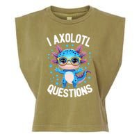 I Ask Axolotl Questions Funny  Cute Salamander  Garment-Dyed Women's Muscle Tee