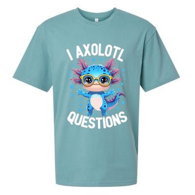 I Ask Axolotl Questions Funny  Cute Salamander  Sueded Cloud Jersey T-Shirt
