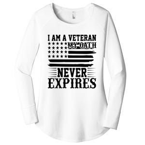 I Am A Veteran My Oath Never Expires American Flag US Army Veteran Day Women's Perfect Tri Tunic Long Sleeve Shirt