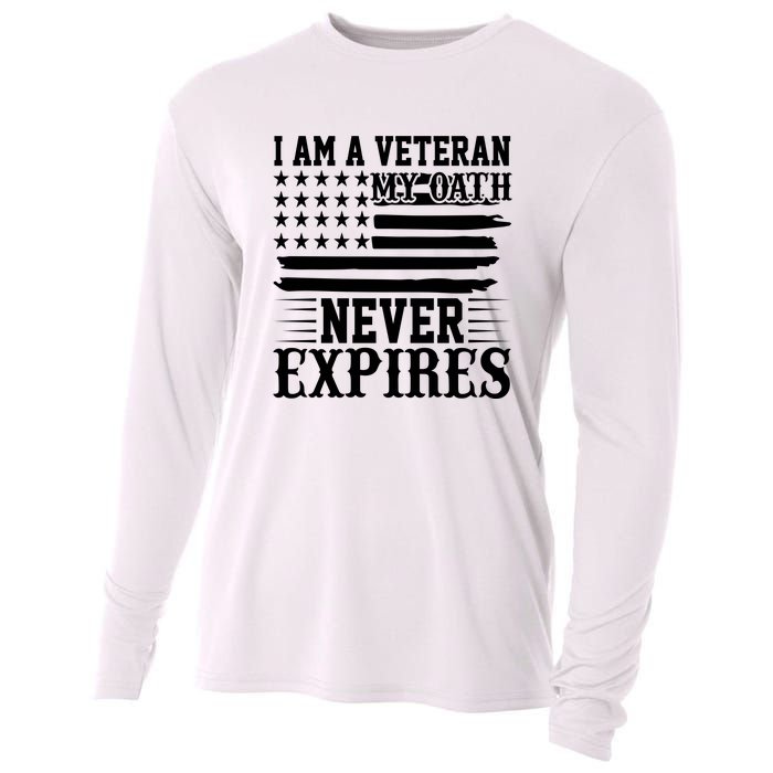 I Am A Veteran My Oath Never Expires American Flag US Army Veteran Day Cooling Performance Long Sleeve Crew