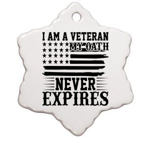 I Am A Veteran My Oath Never Expires American Flag US Army Veteran Day Ceramic Star Ornament