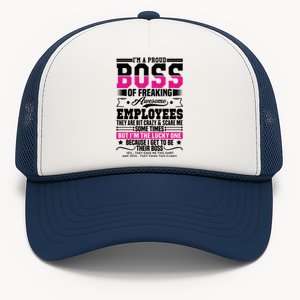 I Am A Proud Boss Of Freaking Awesome Employees Proud Boss Meaningful Gift Trucker Hat