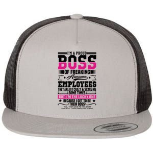 I Am A Proud Boss Of Freaking Awesome Employees Proud Boss Meaningful Gift Flat Bill Trucker Hat