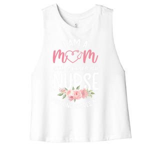 I Am A Mom And Neuro Icu Nurse Neurology Intensive Care Unit Gift Women's Racerback Cropped Tank