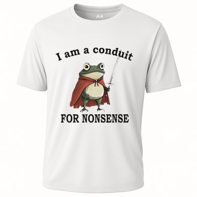 I Am A Conduit For Nonsense Funny Frog With Sword Cooling Performance Crew T-Shirt