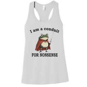 I Am A Conduit For Nonsense Funny Frog With Sword Women's Racerback Tank