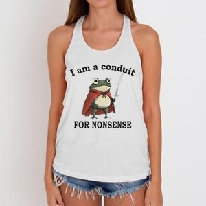 I Am A Conduit For Nonsense Funny Frog With Sword Women's Knotted Racerback Tank