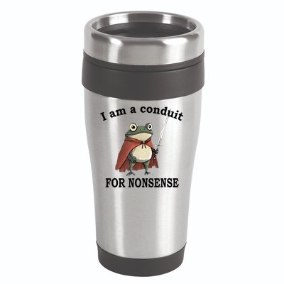 I Am A Conduit For Nonsense Funny Frog With Sword 16oz Travel Tumbler