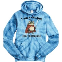 I Am A Conduit For Nonsense Funny Frog With Sword Tie Dye Hoodie