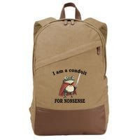 I Am A Conduit For Nonsense Funny Frog With Sword Cotton Canvas Backpack