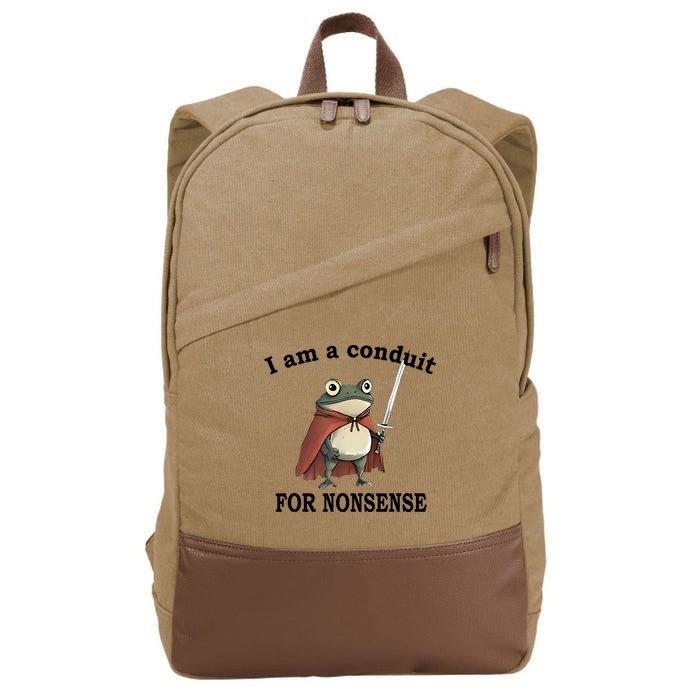 I Am A Conduit For Nonsense Funny Frog With Sword Cotton Canvas Backpack