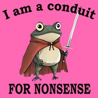 I Am A Conduit For Nonsense Funny Frog With Sword Stripe Pom Pom Beanie