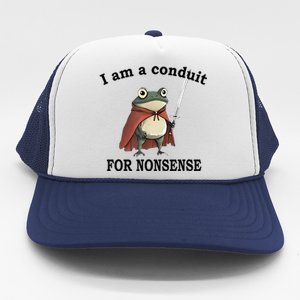 I Am A Conduit For Nonsense Funny Frog With Sword Trucker Hat