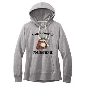 I Am A Conduit For Nonsense Funny Frog With Sword Women's Fleece Hoodie