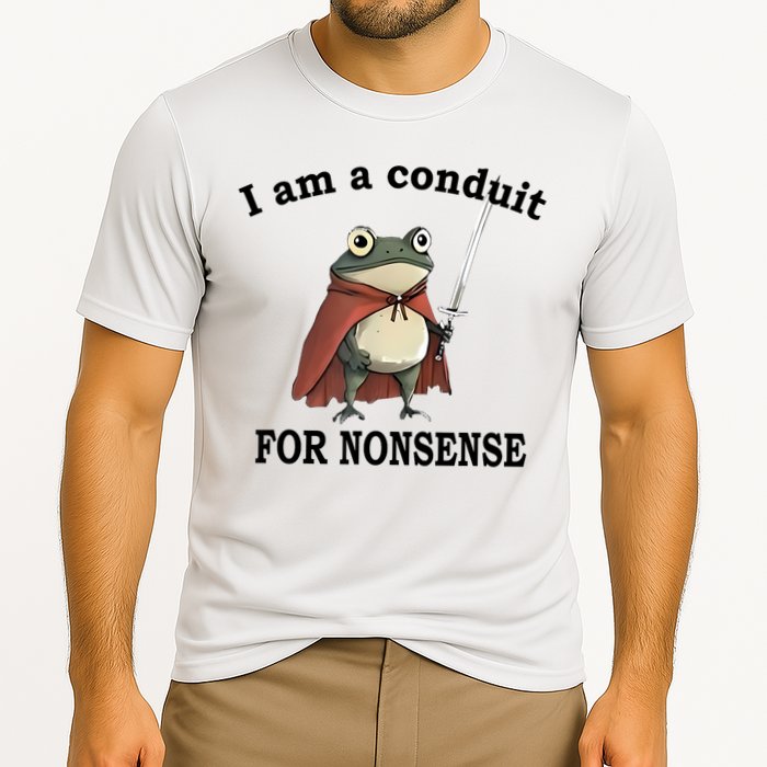 I Am A Conduit For Nonsense Funny Frog With Sword Performance Shirt