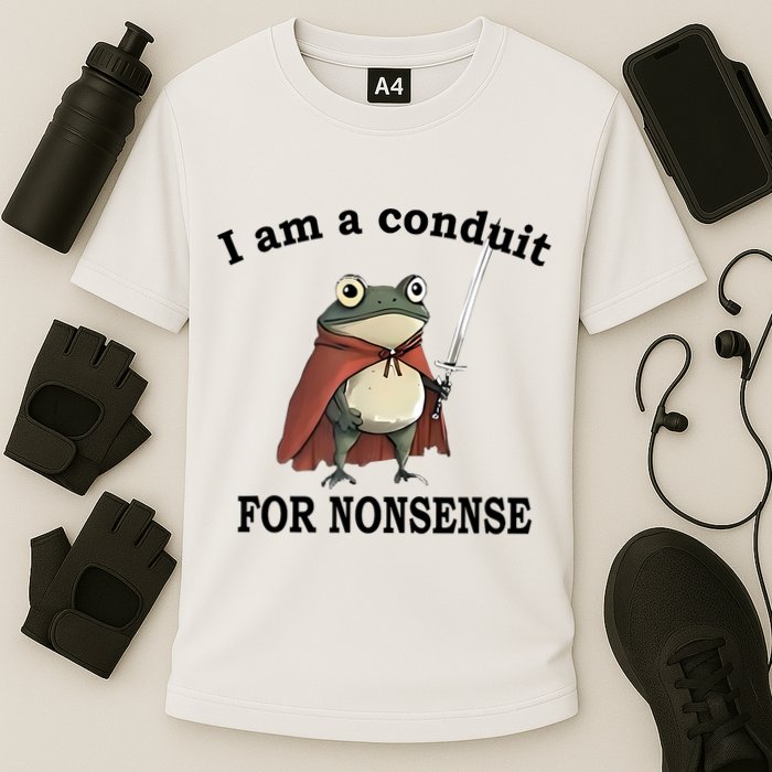I Am A Conduit For Nonsense Funny Frog With Sword Performance Shirt