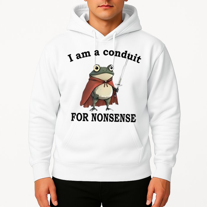 I Am A Conduit For Nonsense Funny Frog With Sword Hoodie