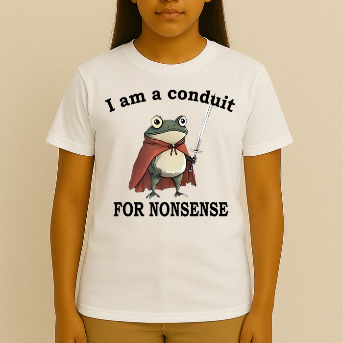 I Am A Conduit For Nonsense Funny Frog With Sword T-Shirt