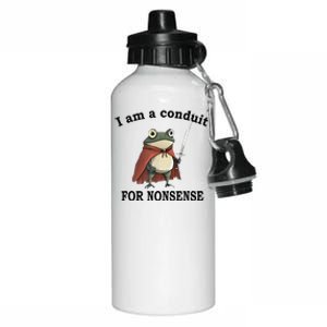 I Am A Conduit For Nonsense Funny Frog With Sword Aluminum Water Bottle