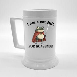 I Am A Conduit For Nonsense Funny Frog With Sword Beer Stein