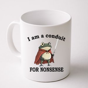 I Am A Conduit For Nonsense Funny Frog With Sword Coffee Mug