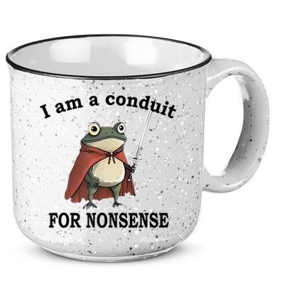 I Am A Conduit For Nonsense Funny Frog With Sword 15oz Campfire Ceramic Mug