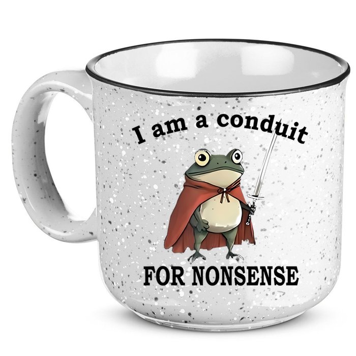 I Am A Conduit For Nonsense Funny Frog With Sword 15oz Campfire Ceramic Mug