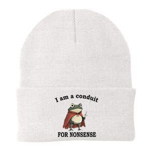 I Am A Conduit For Nonsense Funny Frog With Sword Knit Cap Winter Beanie