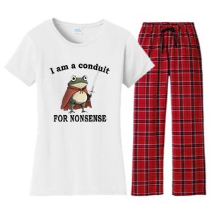 I Am A Conduit For Nonsense Funny Frog With Sword Women's Flannel Pajama Set