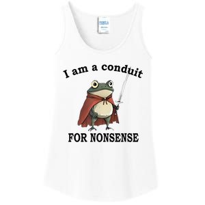 I Am A Conduit For Nonsense Funny Frog With Sword Ladies Essential Tank