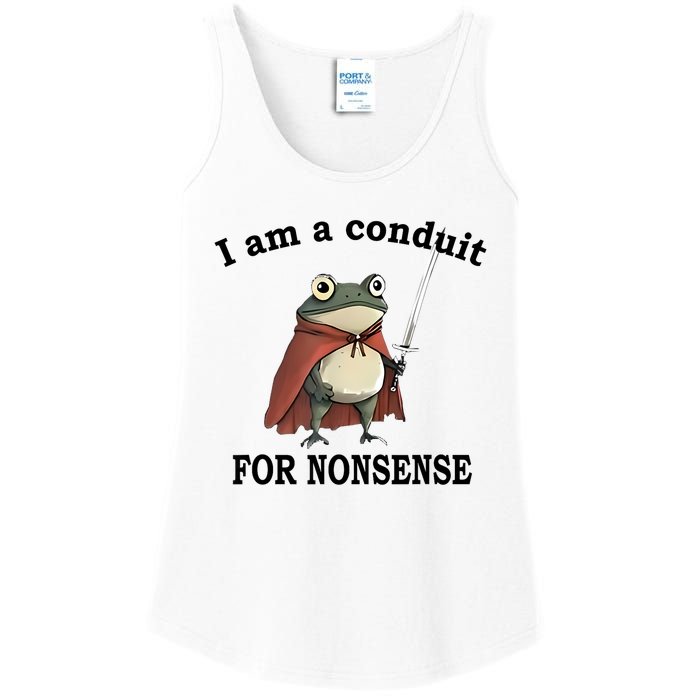 I Am A Conduit For Nonsense Funny Frog With Sword Ladies Essential Tank