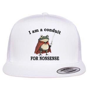 I Am A Conduit For Nonsense Funny Frog With Sword Flat Bill Trucker Hat