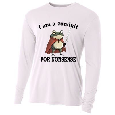 I Am A Conduit For Nonsense Funny Frog With Sword Cooling Performance Long Sleeve Crew