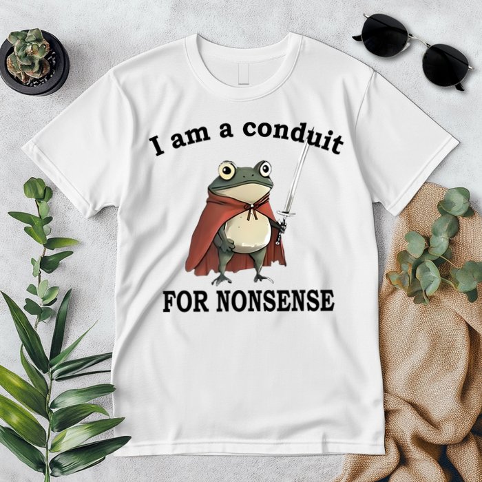 I Am A Conduit For Nonsense Funny Frog With Sword Premium T-Shirt