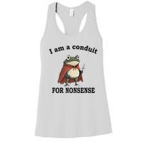 I Am A Conduit For Nonsense Funny Frog With Sword Women's Racerback Tank