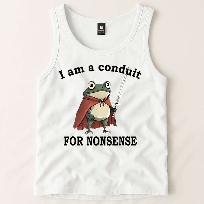 I Am A Conduit For Nonsense Funny Frog With Sword Tank Top