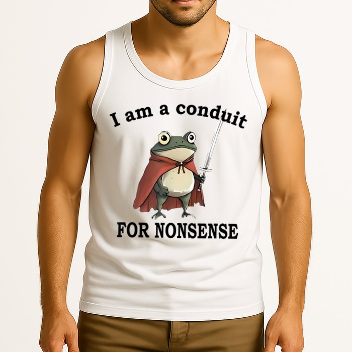 I Am A Conduit For Nonsense Funny Frog With Sword Tank Top