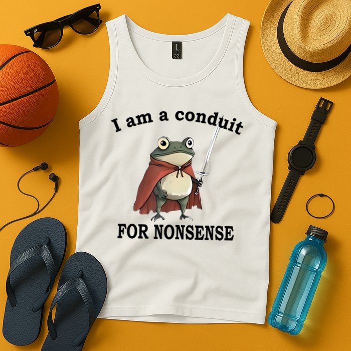 I Am A Conduit For Nonsense Funny Frog With Sword Tank Top