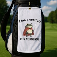 I Am A Conduit For Nonsense Funny Frog With Sword Golf Towel