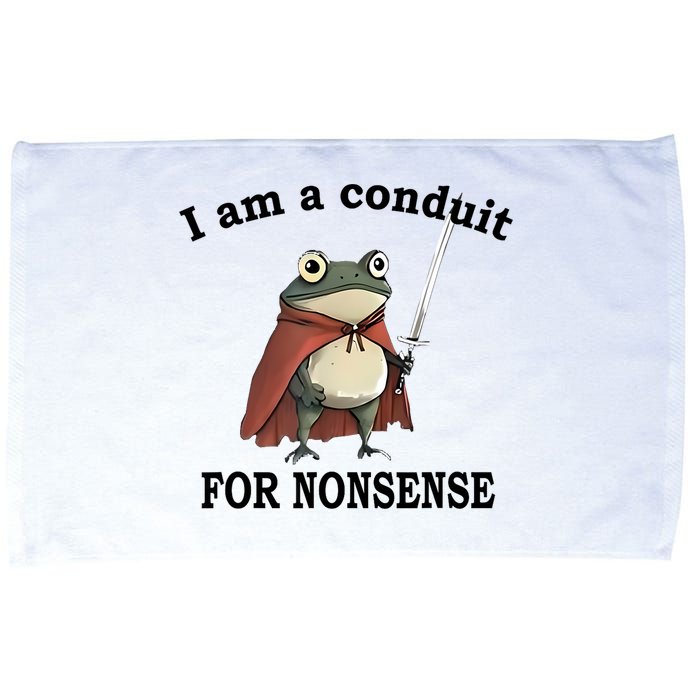 I Am A Conduit For Nonsense Funny Frog With Sword Microfiber Hand Towel